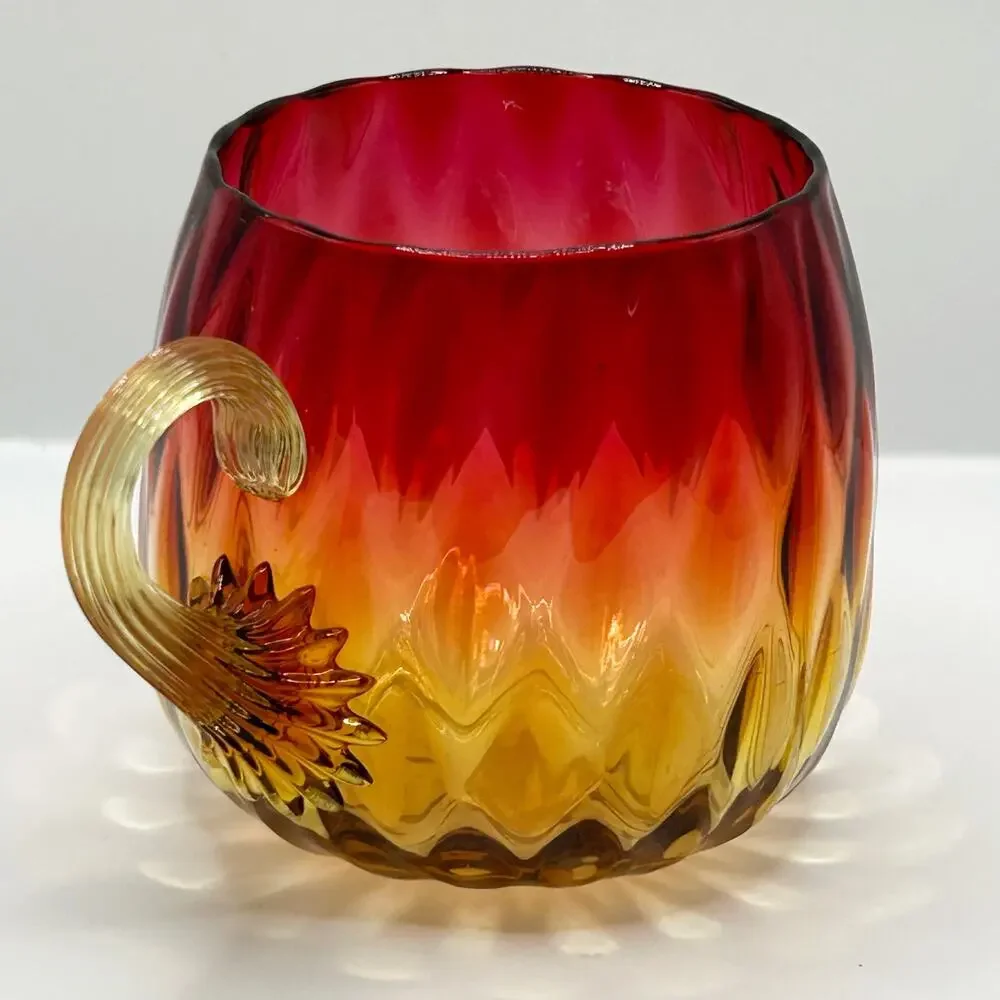 New England Glass Co Amberina Diamond Quilted Optic Punch Cup Victorian 1800s